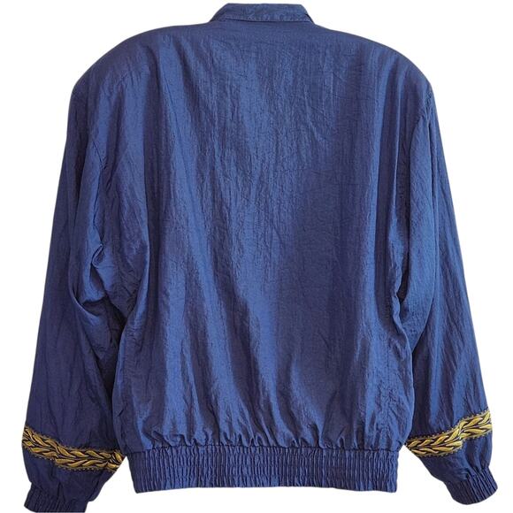 VINTAGE 1980s Lavon military bomber windbreaker jacket blue embellished size M - Picture 5 of 10